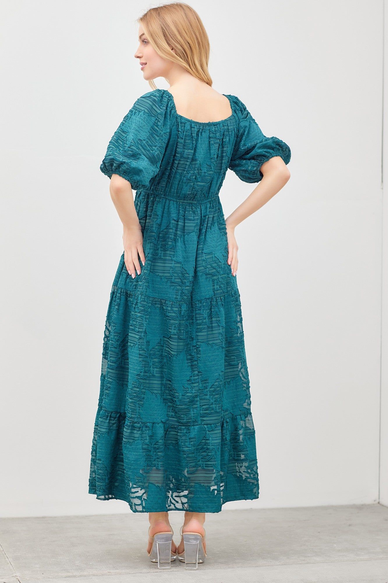 Emerald Floral Striped Tiered Maxi Dress sold by Pinkblush product image thumbnail 3