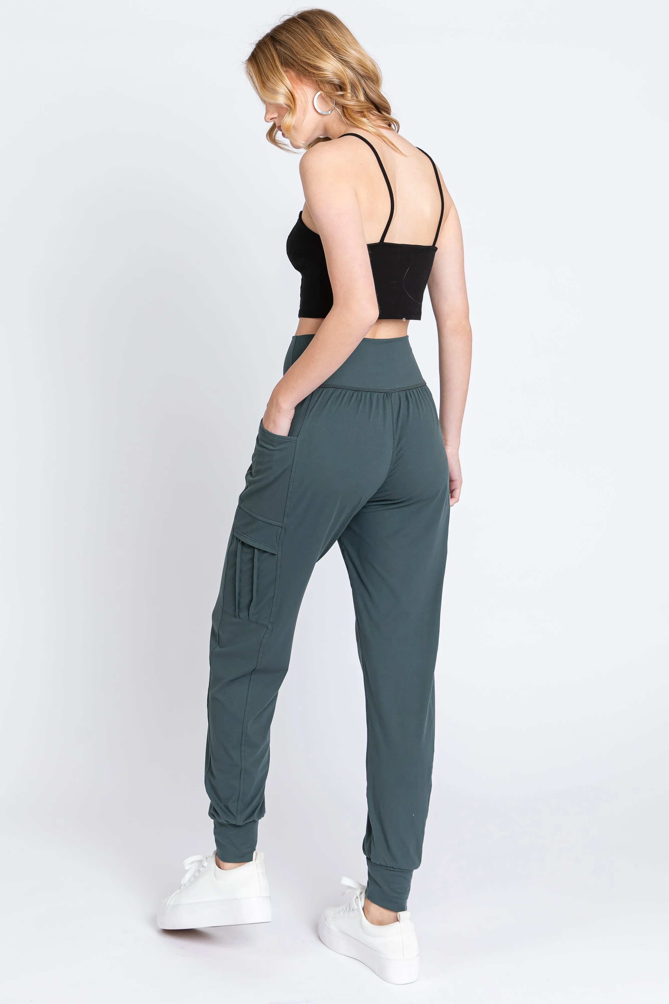 Forest Green Cargo Pocket Jogger Pants sold by Pinkblush product image thumbnail 3