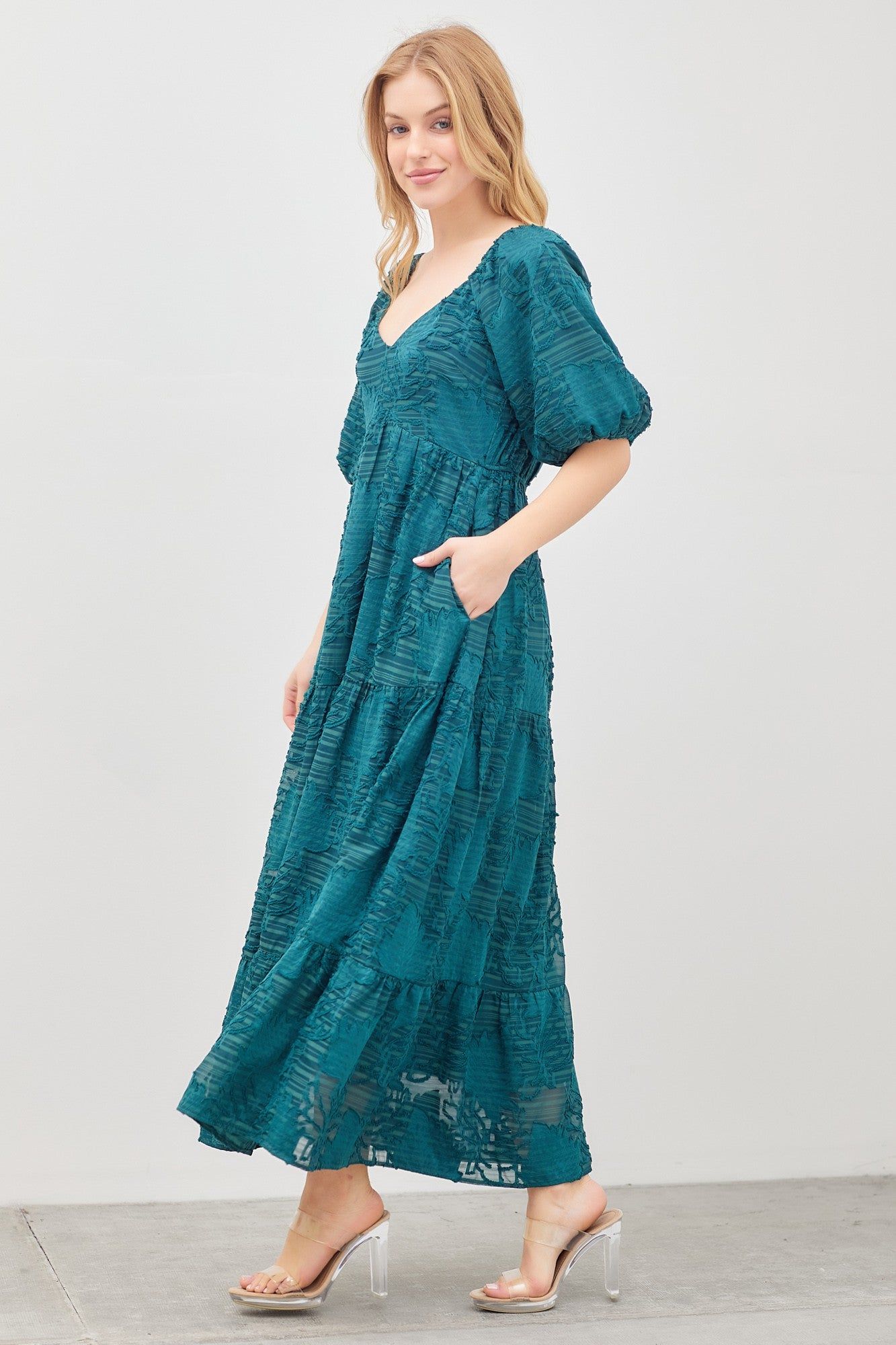 Emerald Floral Striped Tiered Maxi Dress sold by Pinkblush product image thumbnail 2