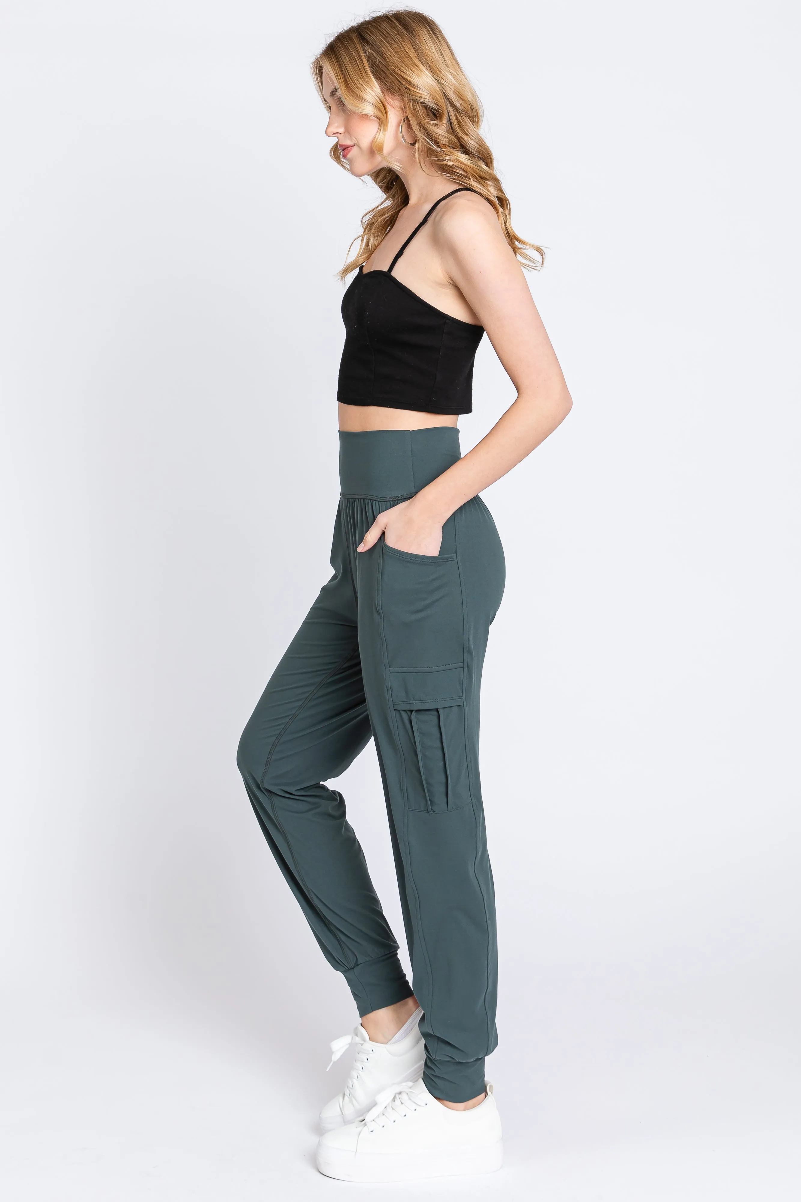 Forest Green Cargo Pocket Jogger Pants sold by Pinkblush product image thumbnail 2