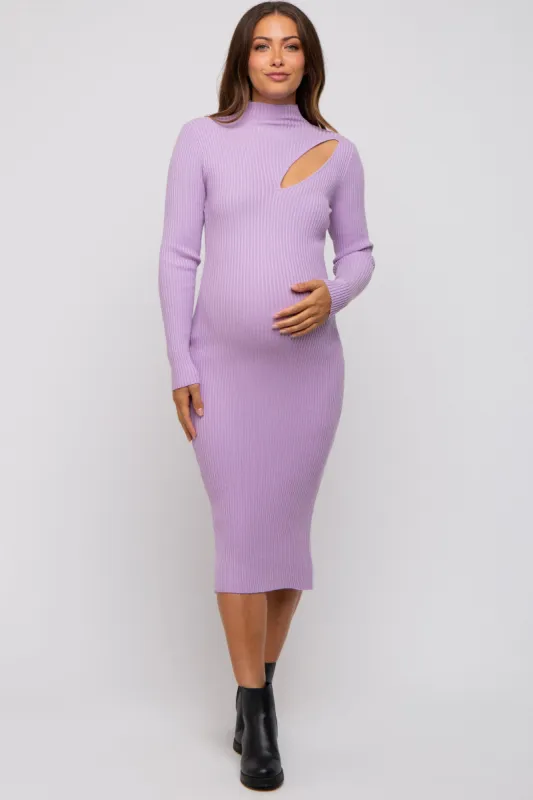 Lavender Cutout Fitted Maternity Knit Dress sold by Pinkblush
