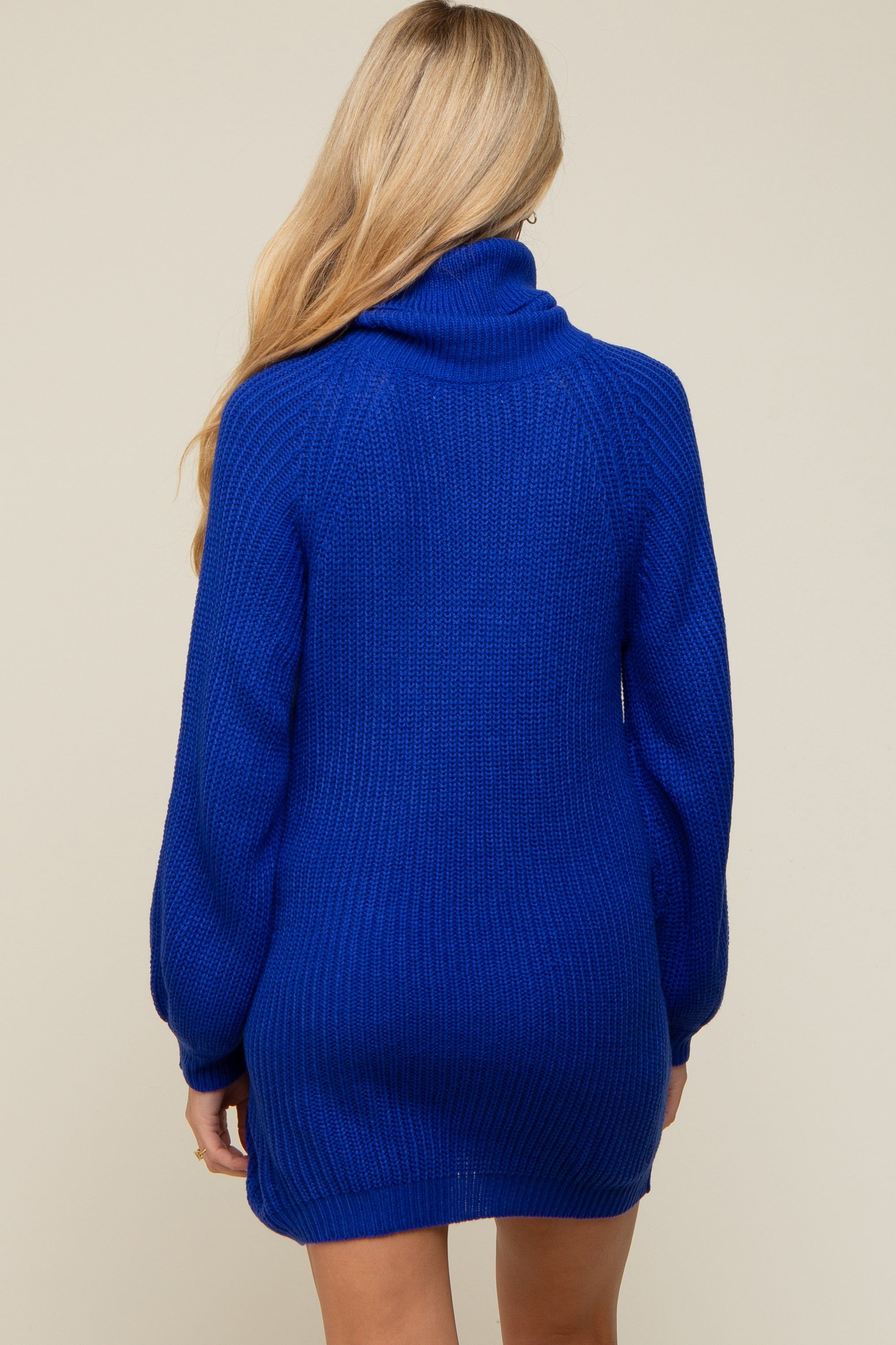 Royal Blue Turtleneck Maternity Sweater Mini Dress sold by Pinkblush product image thumbnail 3