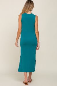 Teal Soft Knit Sleeveless Maternity Midi Dress sold by Pinkblush