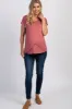 Mauve Layered Wrap Front Maternity Nursing Top sold by Pinkblush