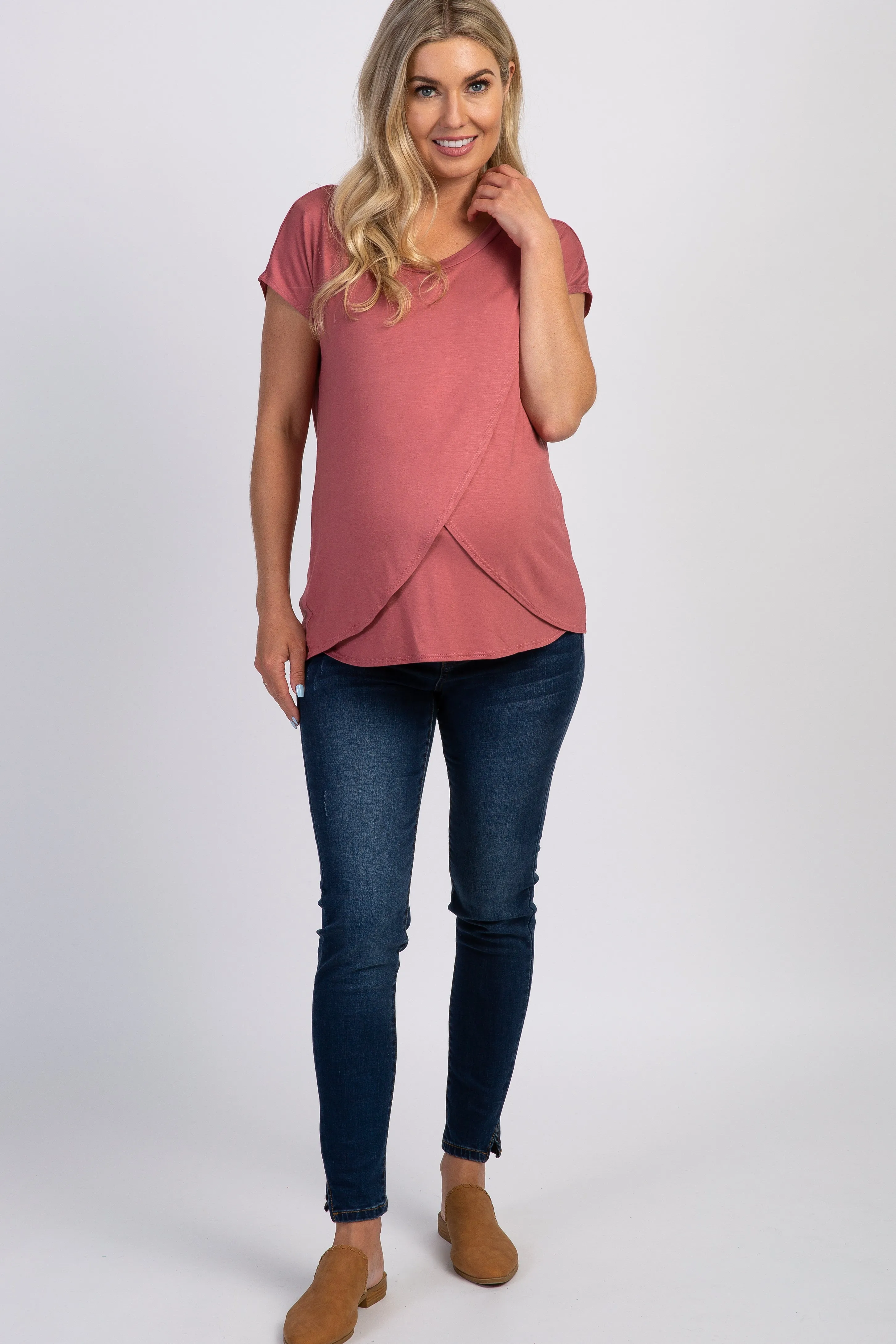 Mauve Layered Wrap Front Maternity Nursing Top sold by Pinkblush product image thumbnail 5