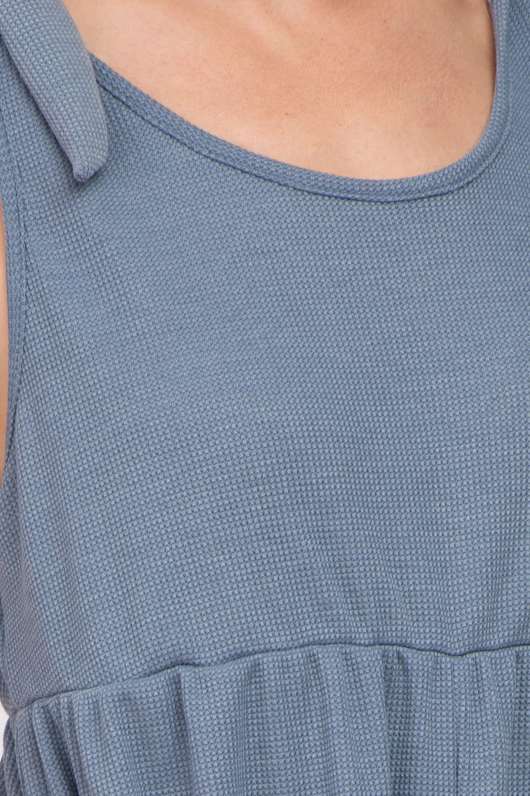 Blue Waffle Knit Shoulder Tie Romper sold by Pinkblush product image thumbnail 4