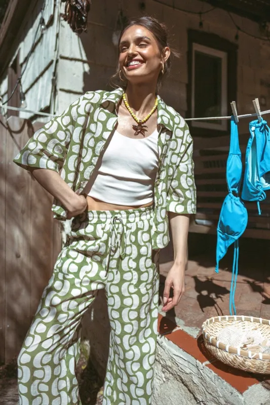 Avocado Printed Shirt Top And Pants Set made by Pinkblush