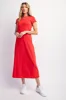 Red Short Sleeve Midi T-Shirt Dress sold by Pinkblush