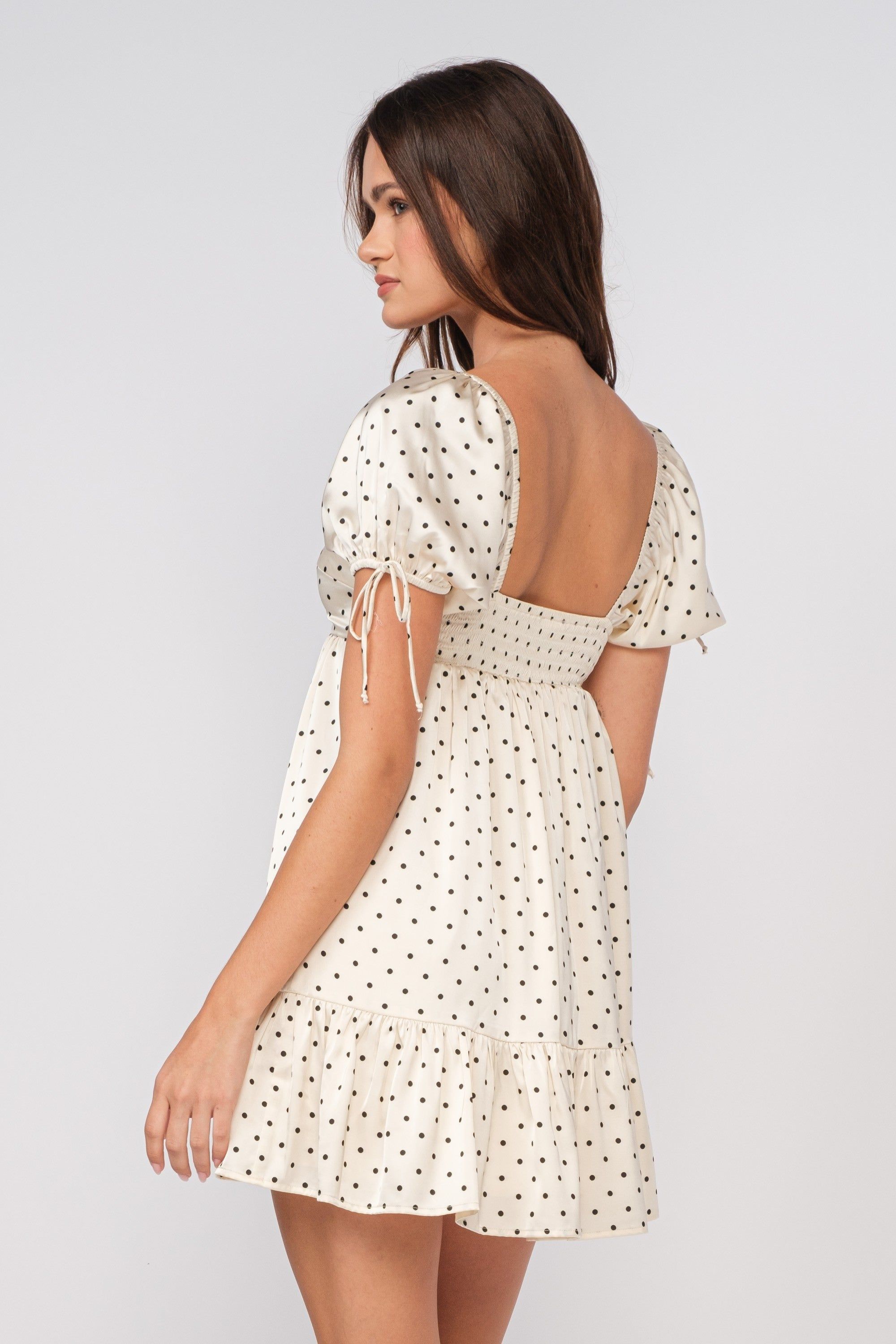 Ivory Silky Polka Dot Dress sold by Pinkblush product image thumbnail 3