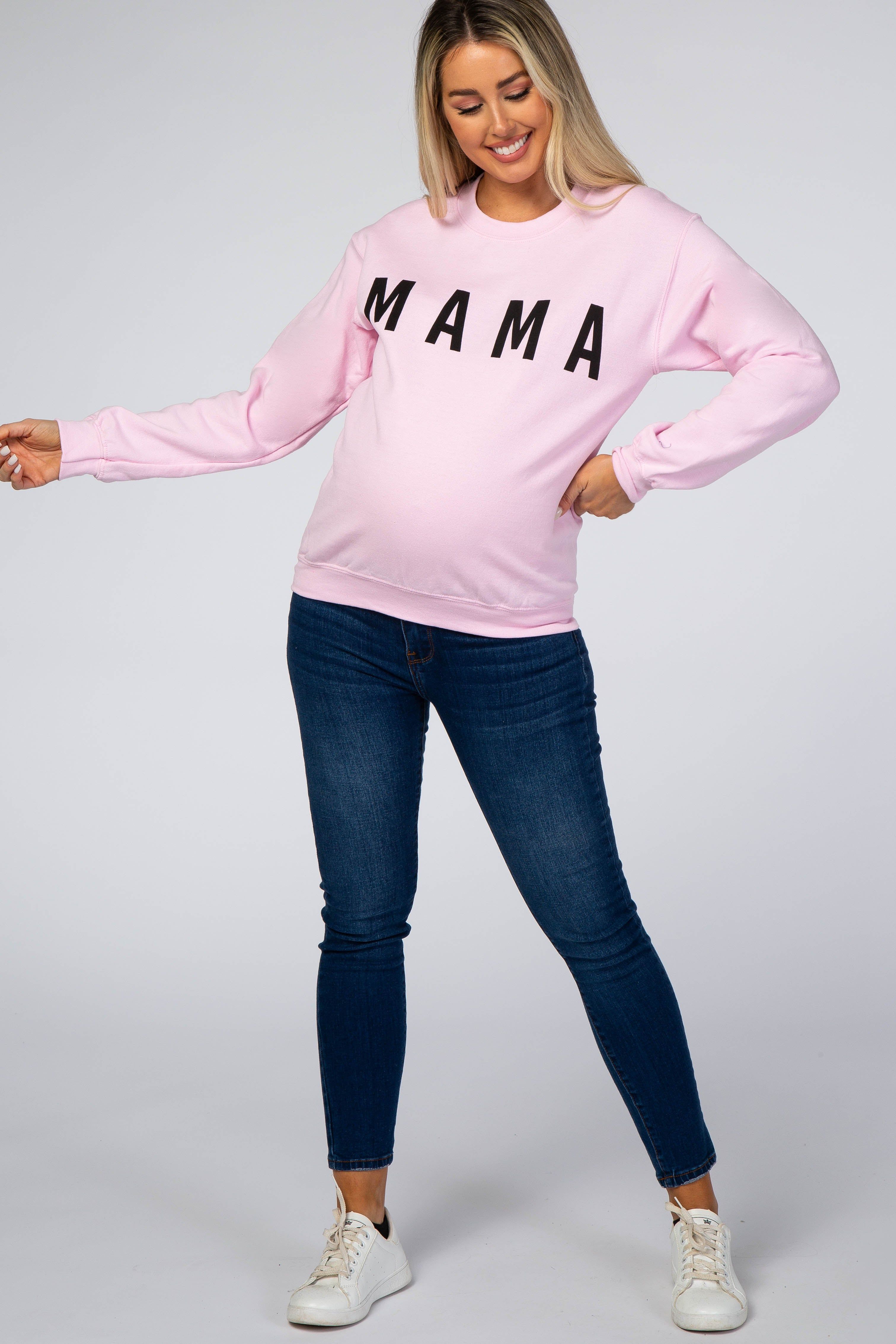 Light Pink Screen Print Mama Maternity Pullover Sweatshirt sold by Pinkblush product image thumbnail 4