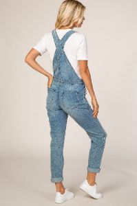Light Wash Distressed Denim Overalls sold by Pinkblush