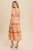 Rust Border Print Tiered Midi Dress sold by Pinkblush