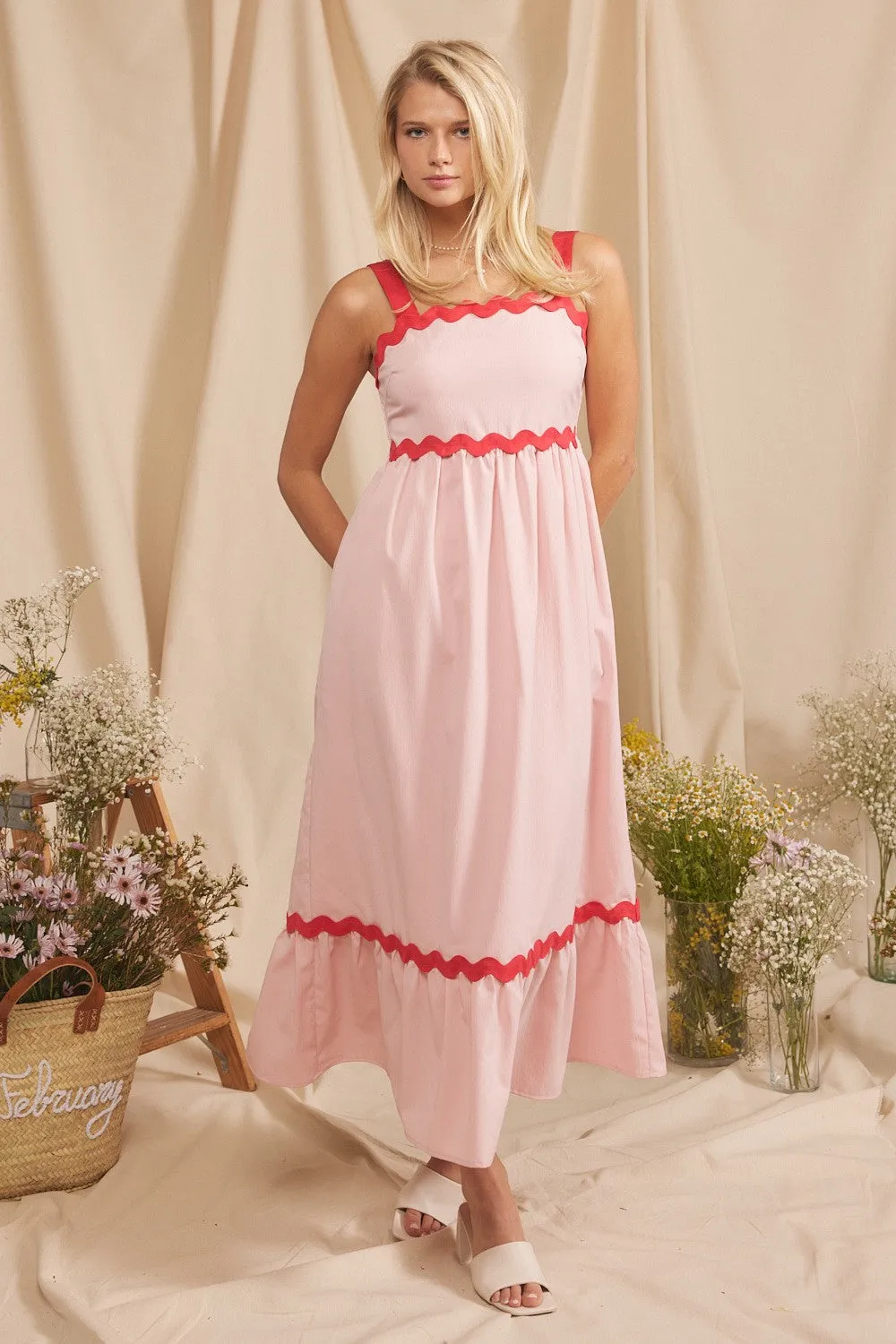 Pink Contrast Trim Maxi Dress sold by Pinkblush product image thumbnail 2