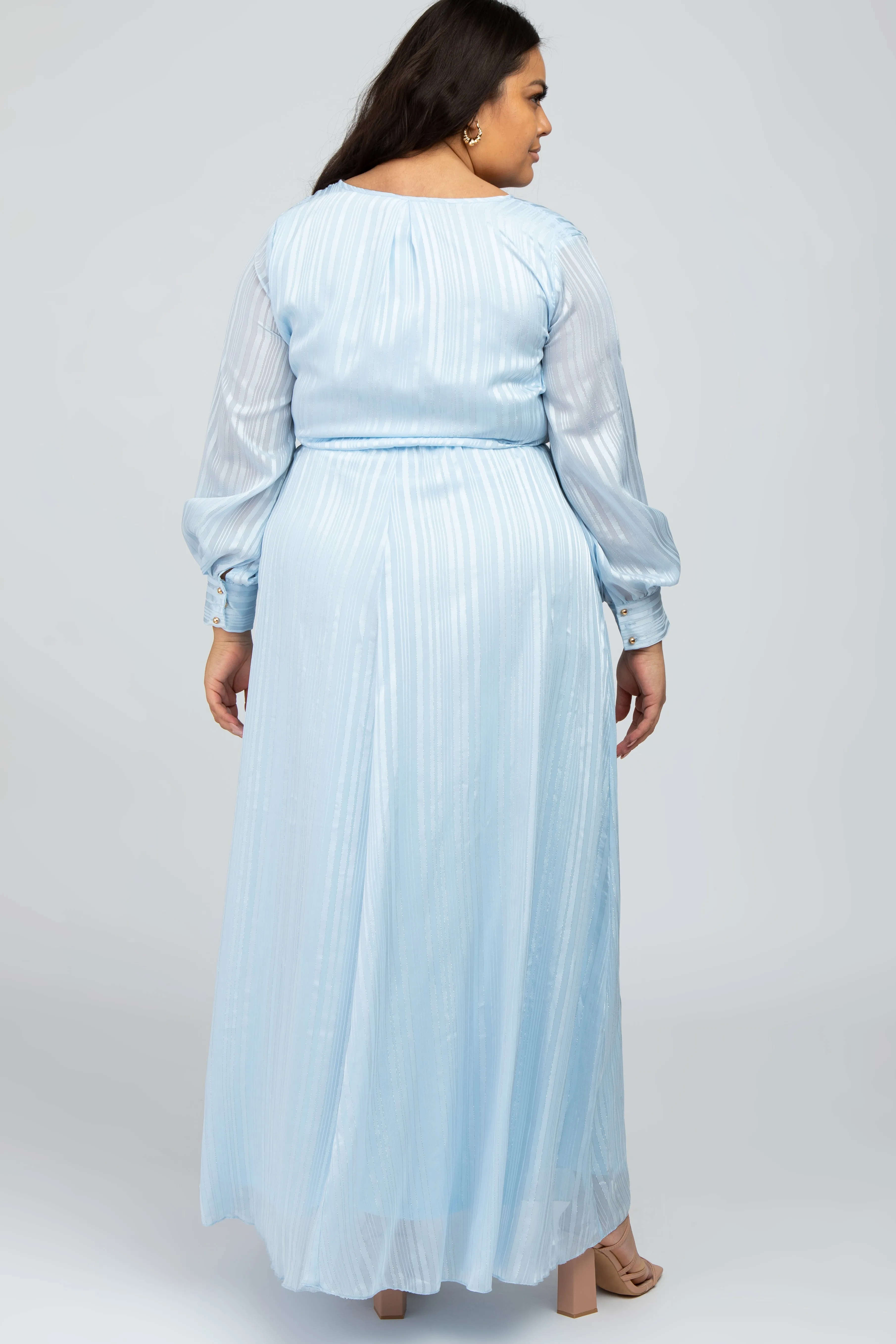 Light Blue Sparkle Chiffon Plus Maxi Dress sold by Pinkblush product image thumbnail 3