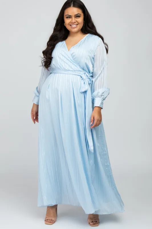 Light Blue Sparkle Chiffon Plus Maxi Dress sold by Pinkblush