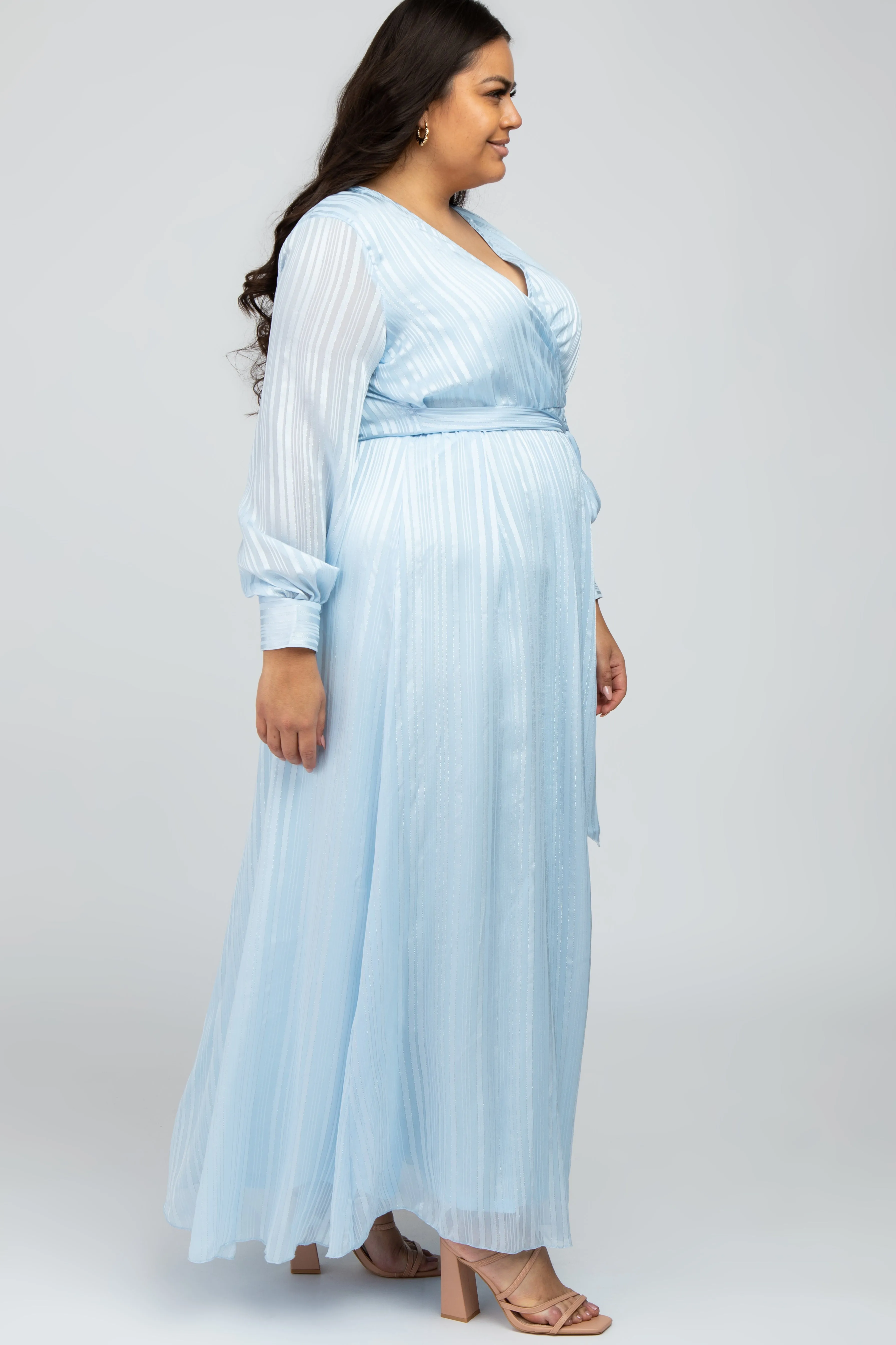 Light Blue Sparkle Chiffon Plus Maxi Dress sold by Pinkblush product image thumbnail 2