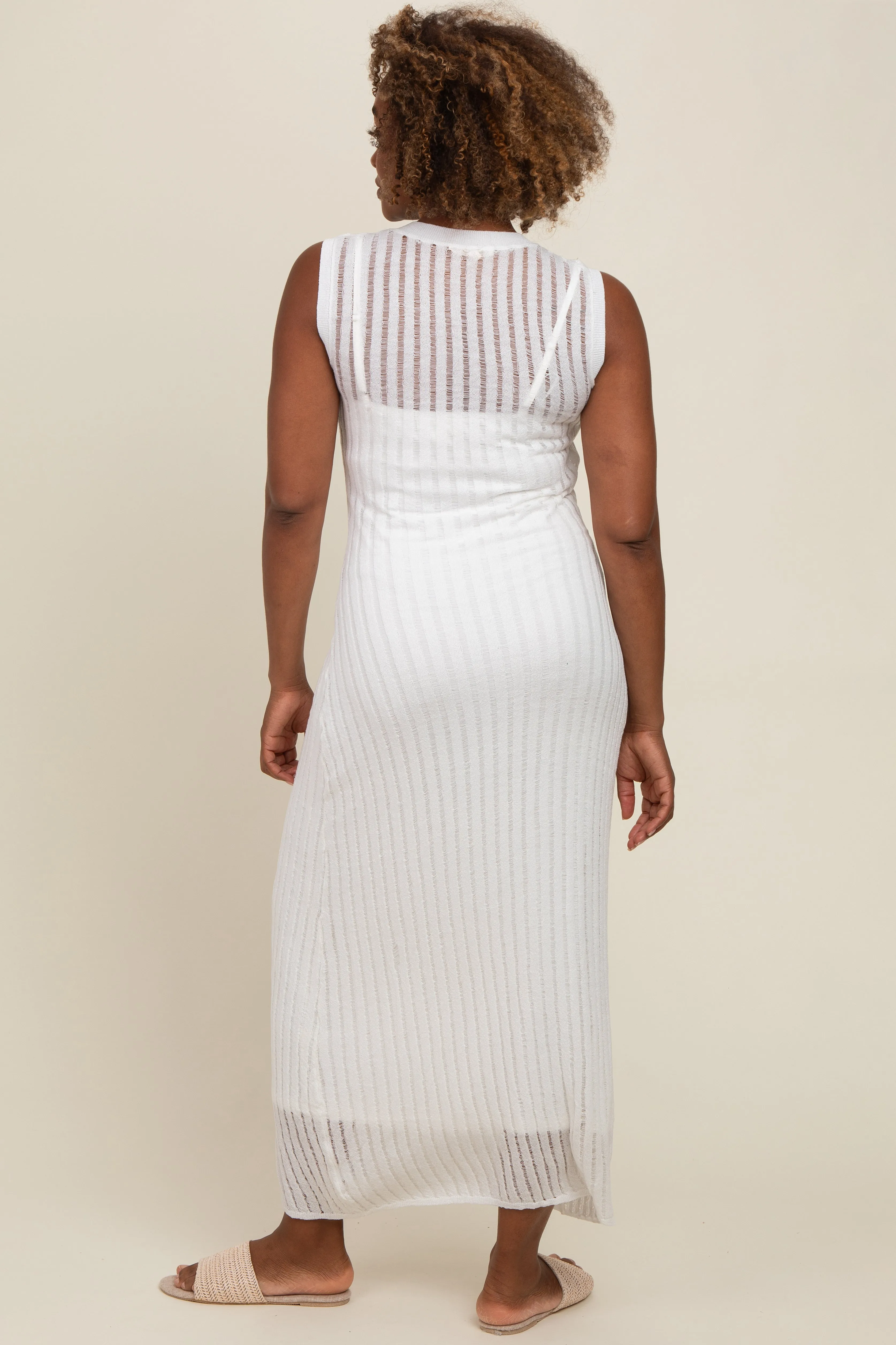 White Sheer Knit Layered Maxi Dress sold by Pinkblush product image thumbnail 3