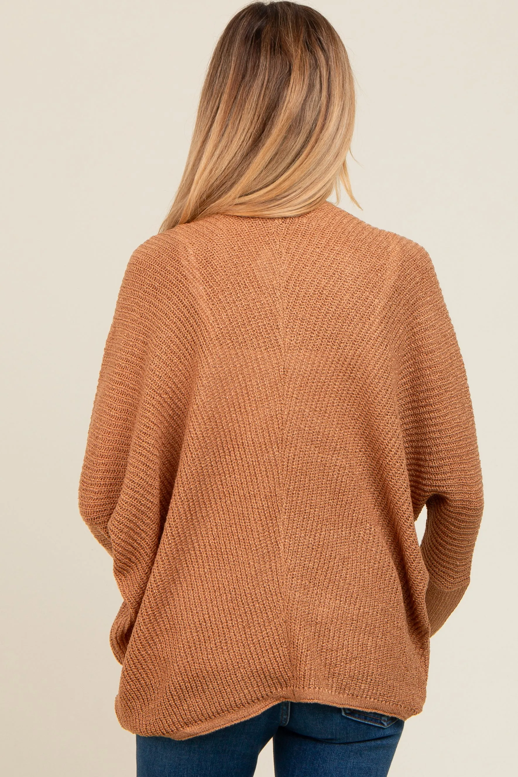 Camel Knit Open Front Maternity Cardigan sold by Pinkblush product image thumbnail 4