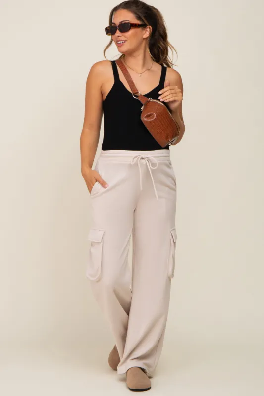 Beige Pocketed Maternity Sweatpants sold by Pinkblush