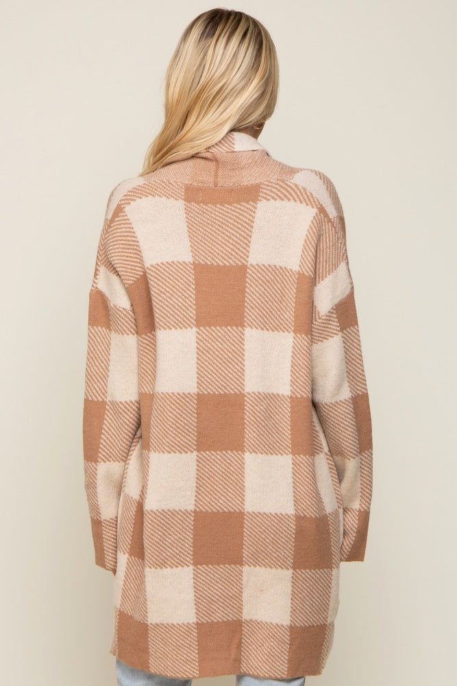 Taupe Plaid Shawl Cardigan sold by Pinkblush product image thumbnail 3