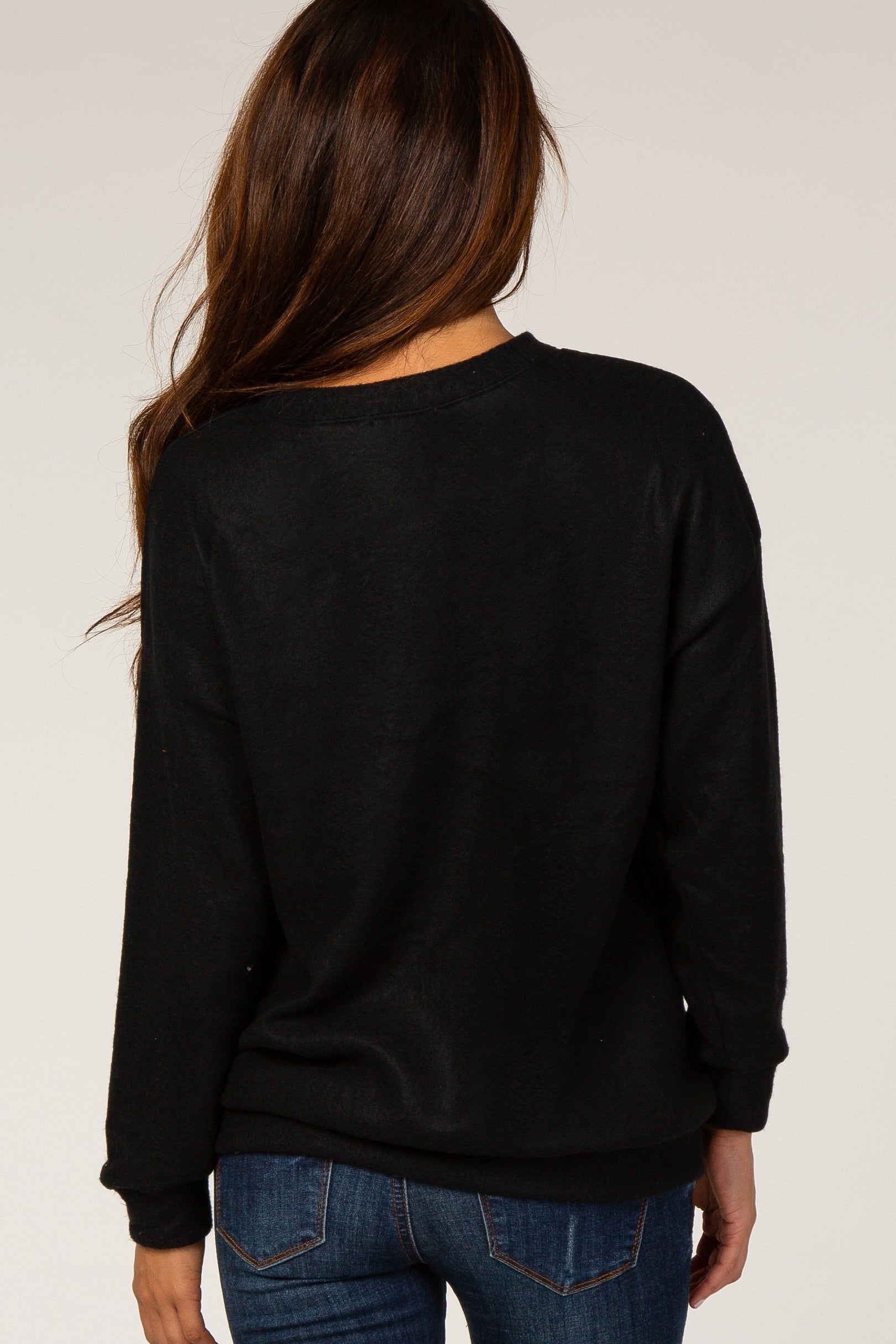 Black Fuzzy Knit Sweater sold by Pinkblush product image thumbnail 3