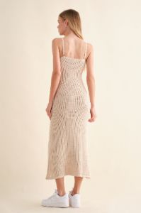 Beige Open Knit Crochet Midi Dress sold by Pinkblush