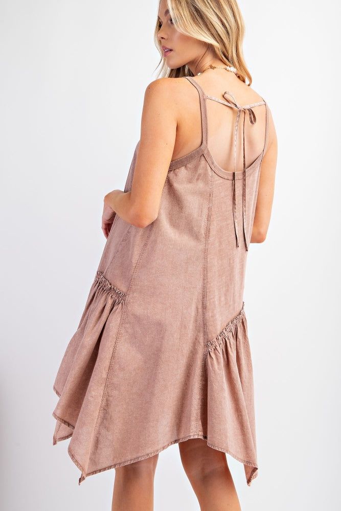 Mauve Cotton Slub Mix Mineral Washed Cami Dress sold by Pinkblush product image thumbnail 4