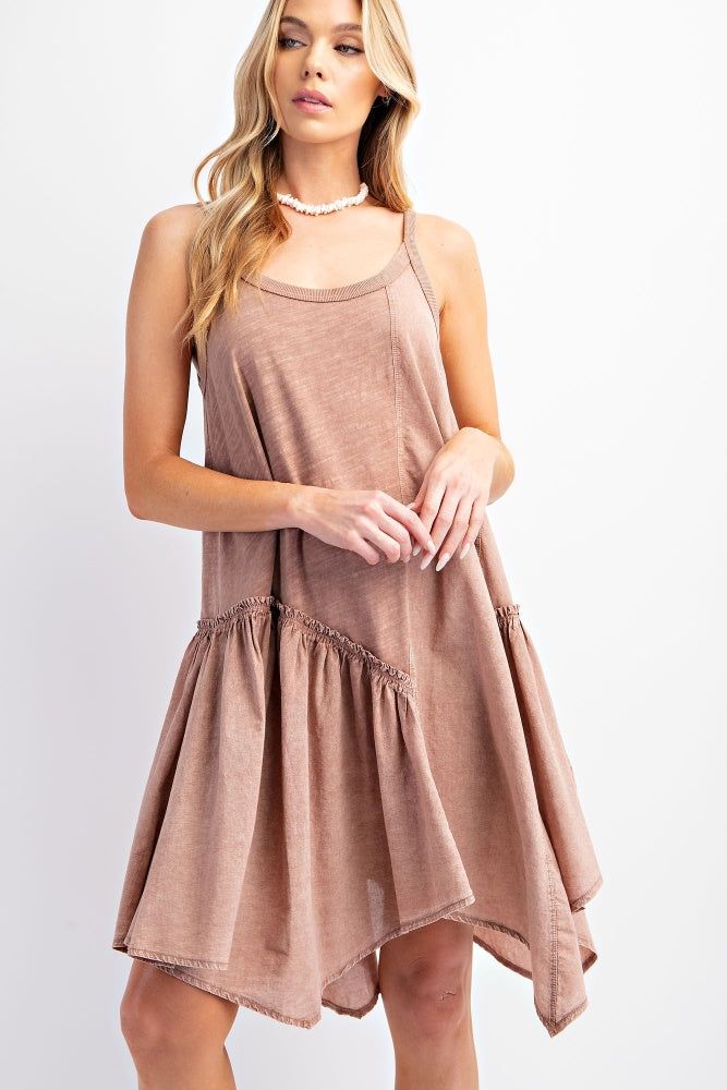 Mauve Cotton Slub Mix Mineral Washed Cami Dress sold by Pinkblush product image thumbnail 2