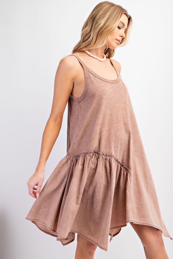 Mauve Cotton Slub Mix Mineral Washed Cami Dress sold by Pinkblush product image thumbnail 3