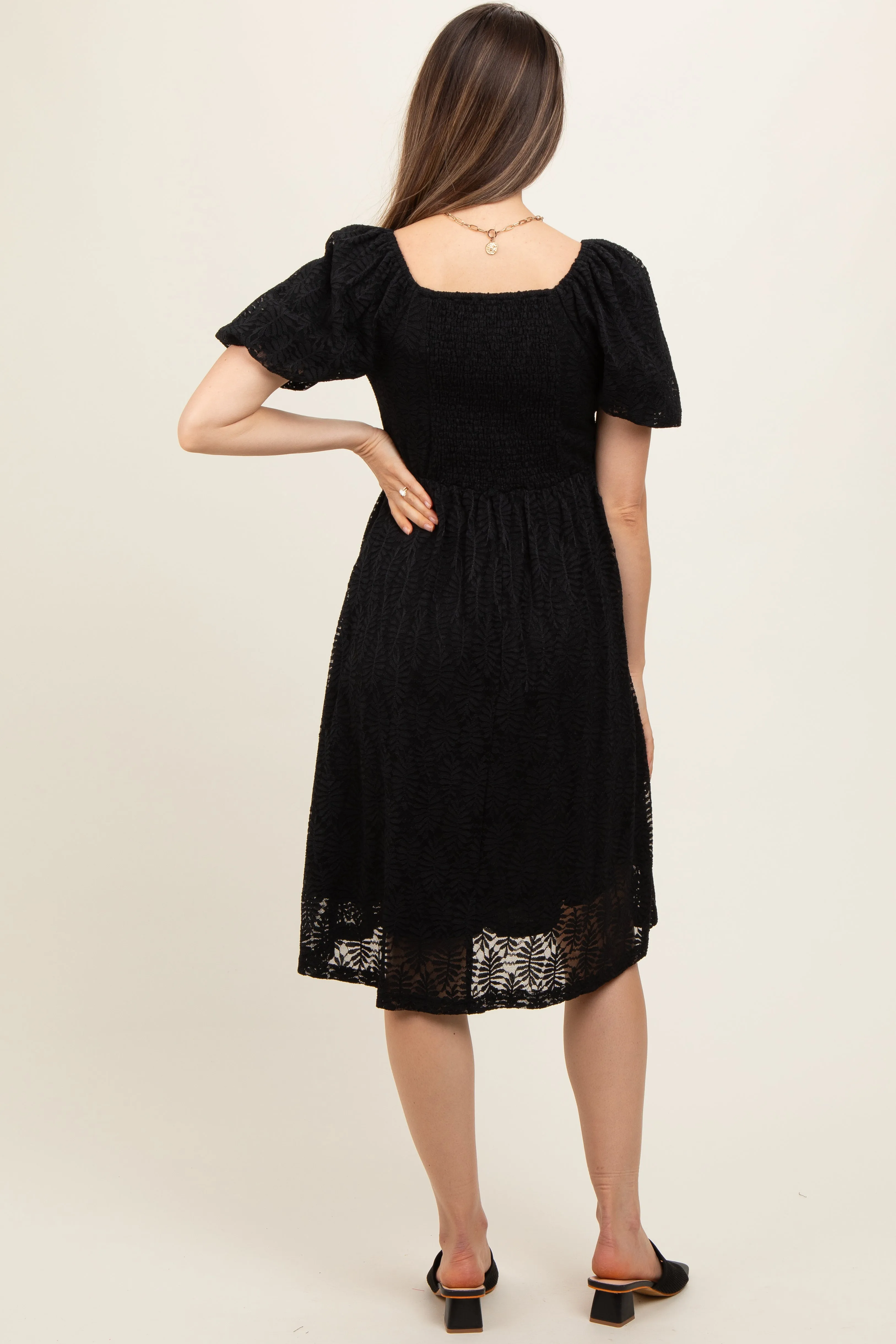 Black Lace Square Neck Maternity Dress sold by Pinkblush product image thumbnail 2