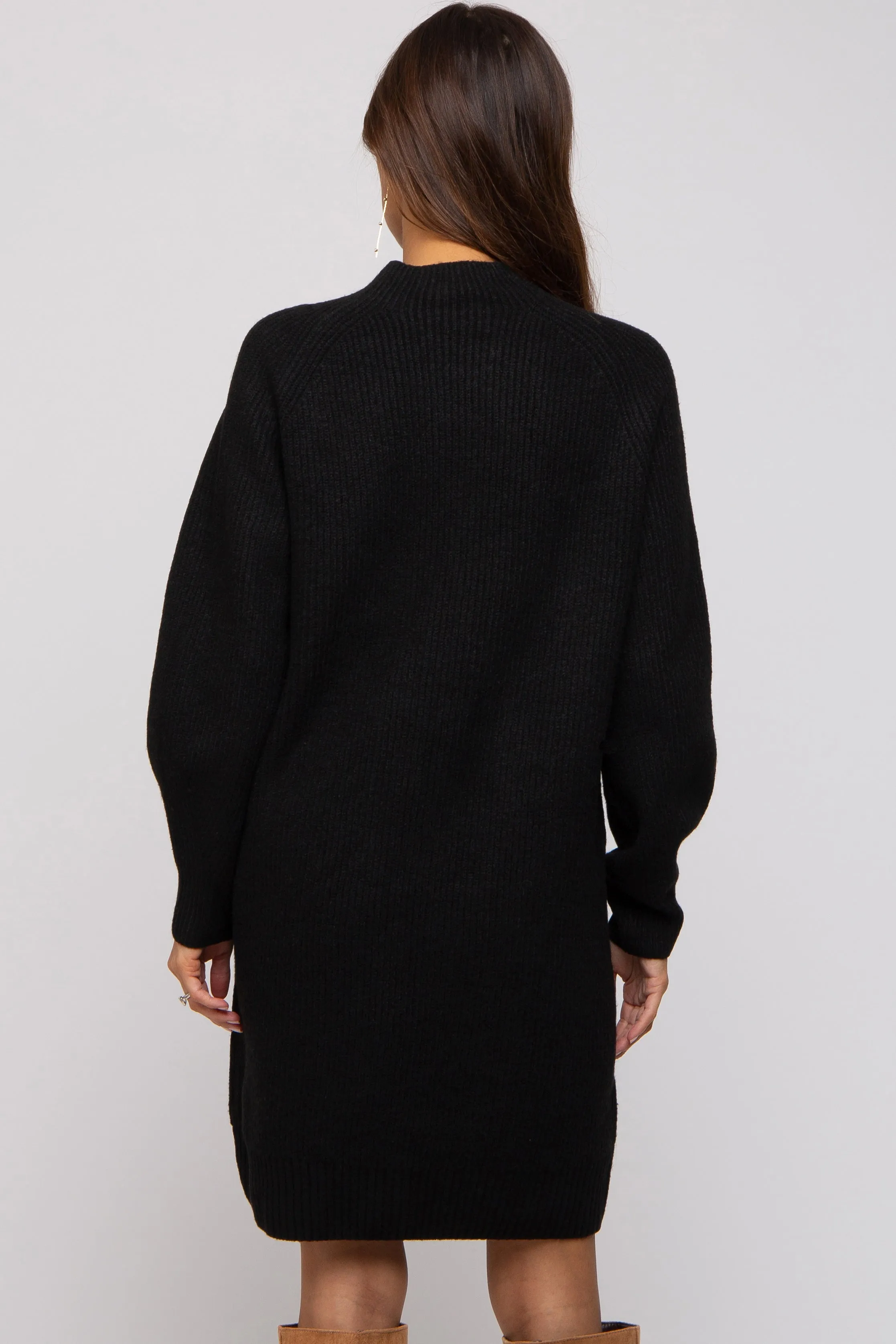 Black Mock Neck Maternity Sweater Dress sold by Pinkblush product image thumbnail 3