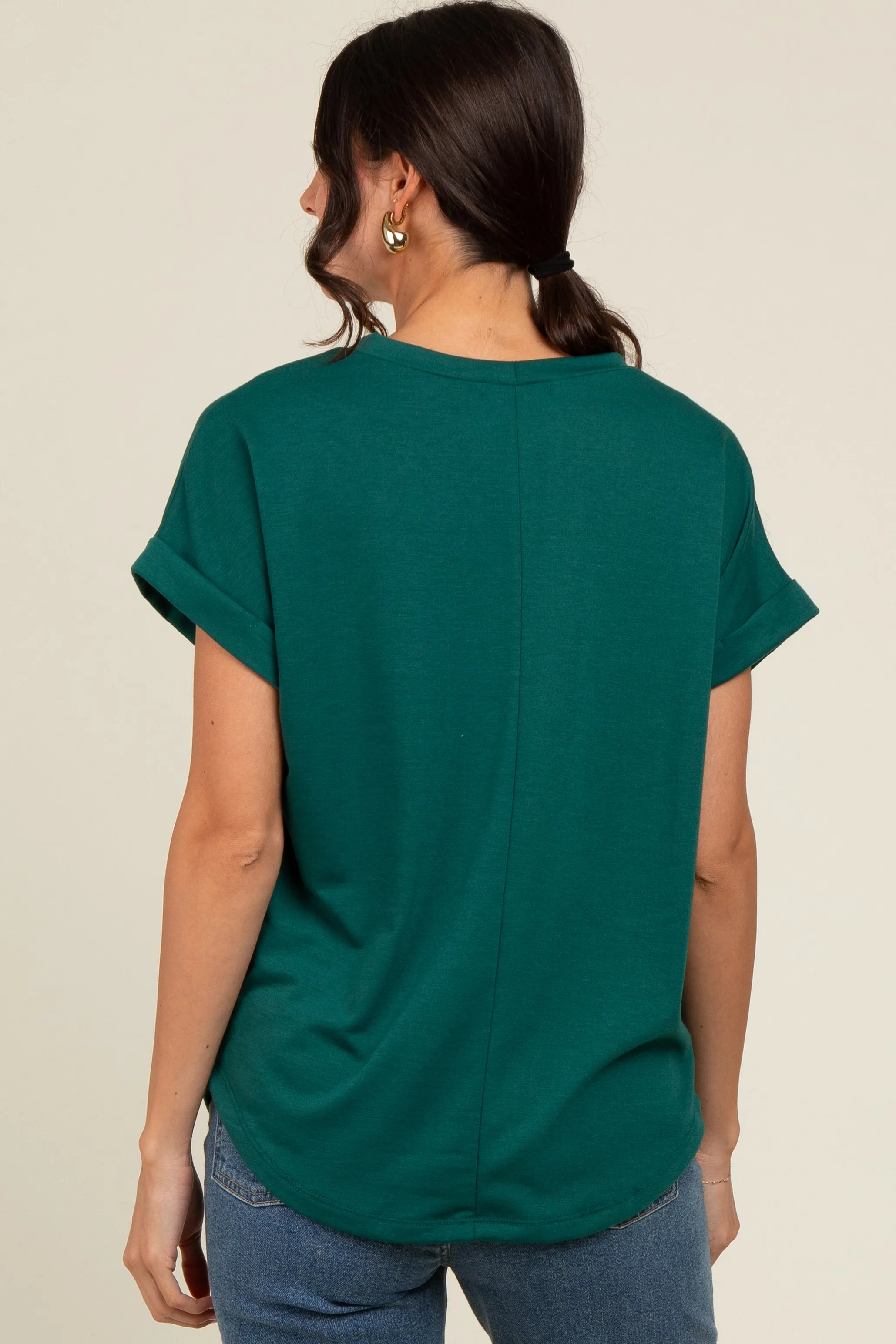 Hunter Green Cuff Sleeve Top sold by Pinkblush product image thumbnail 4