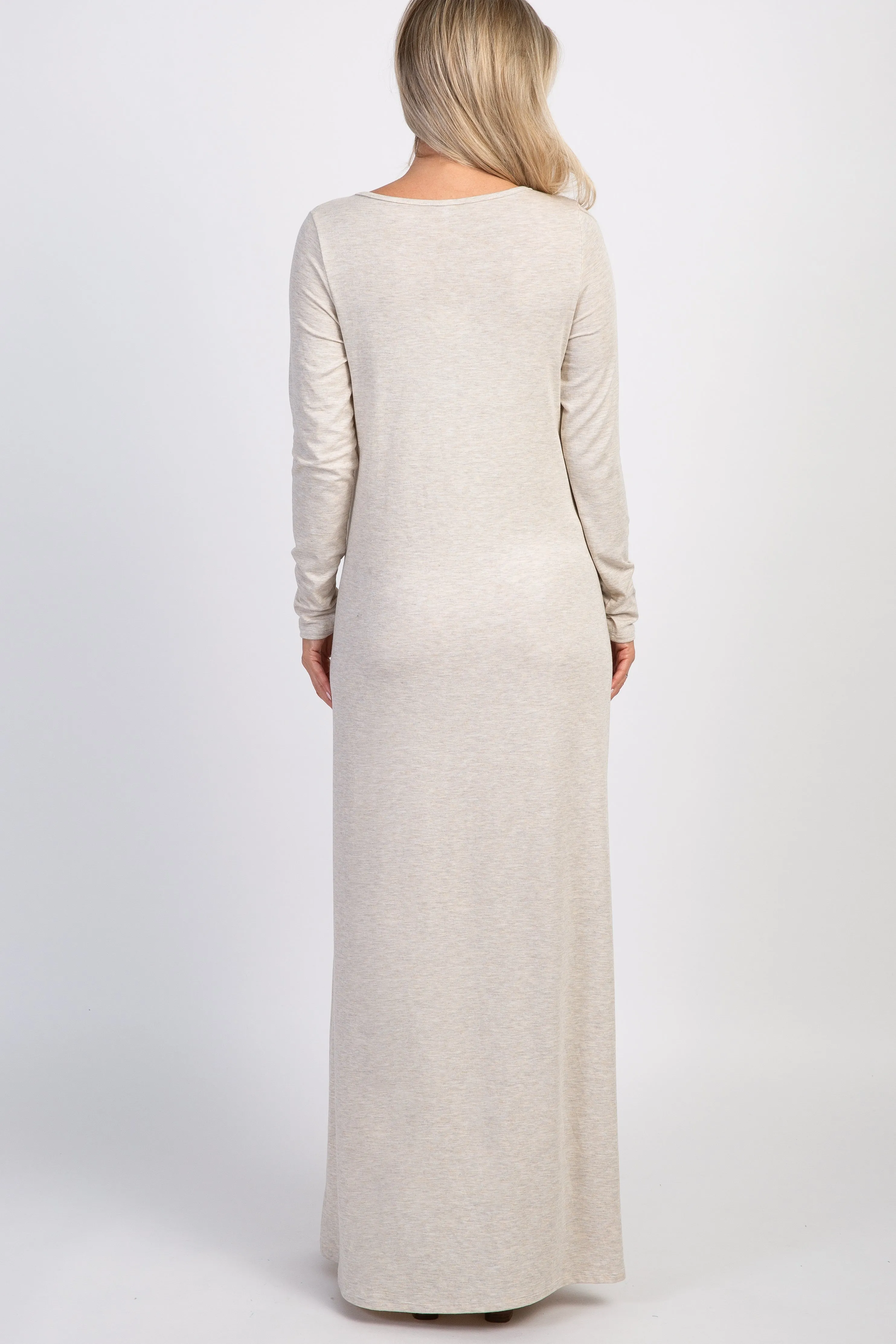 PinkBlush Beige Button Front Maternity Maxi Dress sold by Pinkblush product image thumbnail 3