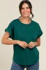 Hunter Green Cuff Sleeve Top sold by Pinkblush