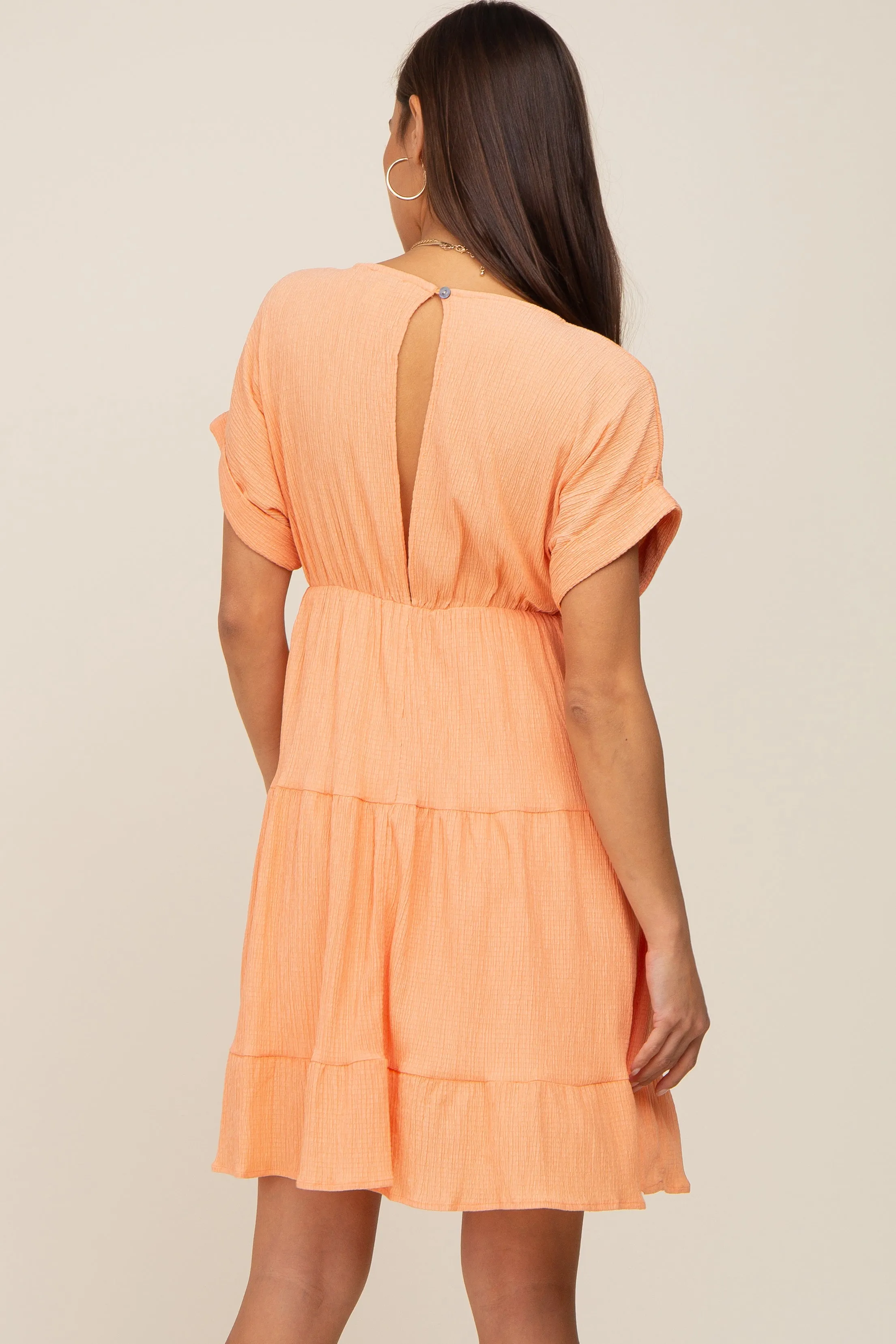 Peach V-Neck Tiered Cutout Back Maternity Dress sold by Pinkblush product image thumbnail 3