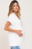 Ivory Button V-Neck Maternity Short Sleeve Top sold by Pinkblush