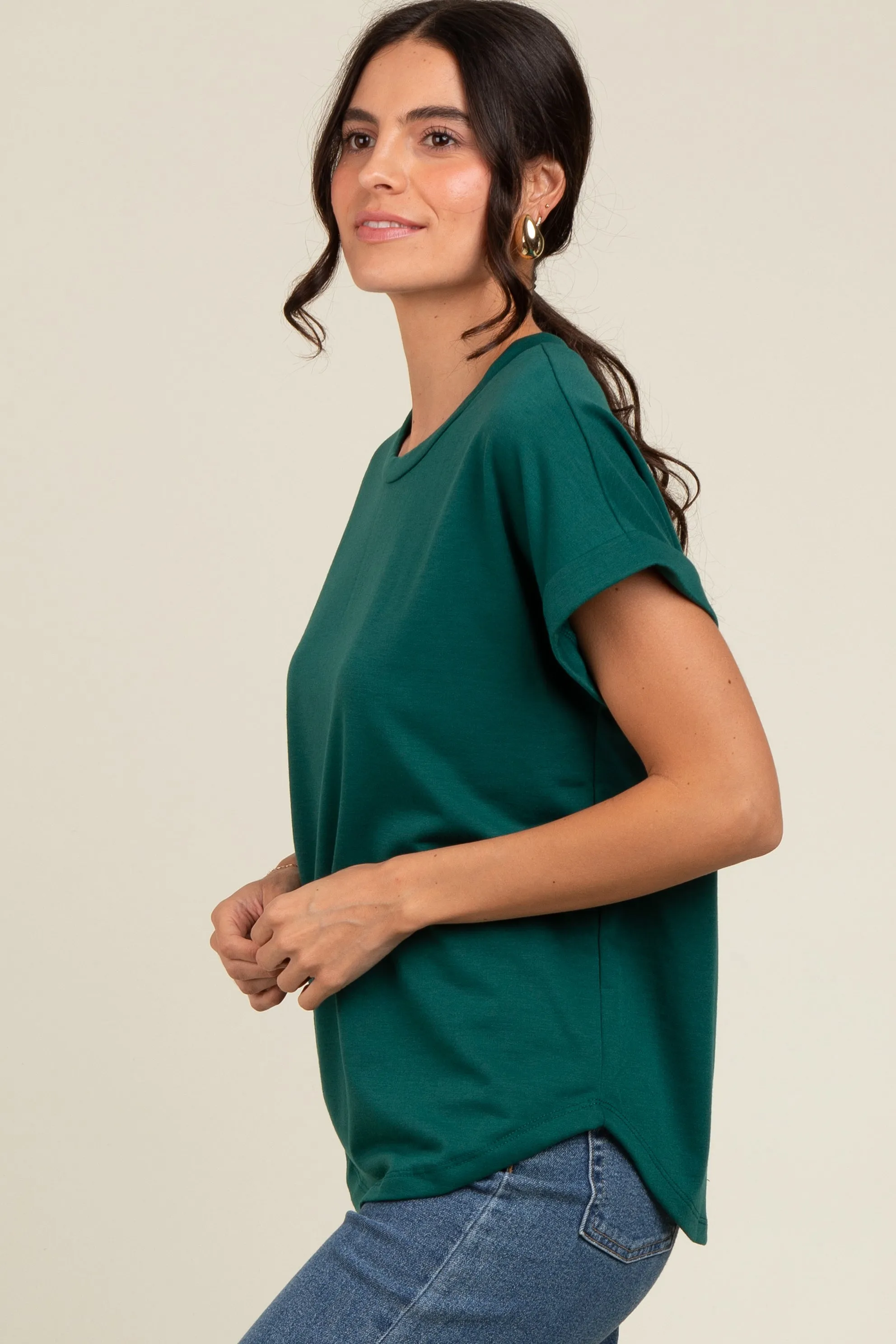 Hunter Green Cuff Sleeve Top sold by Pinkblush product image thumbnail 3