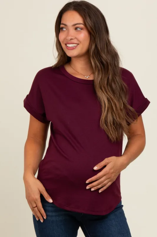 Plum Cuff Sleeve Maternity Top sold by Pinkblush
