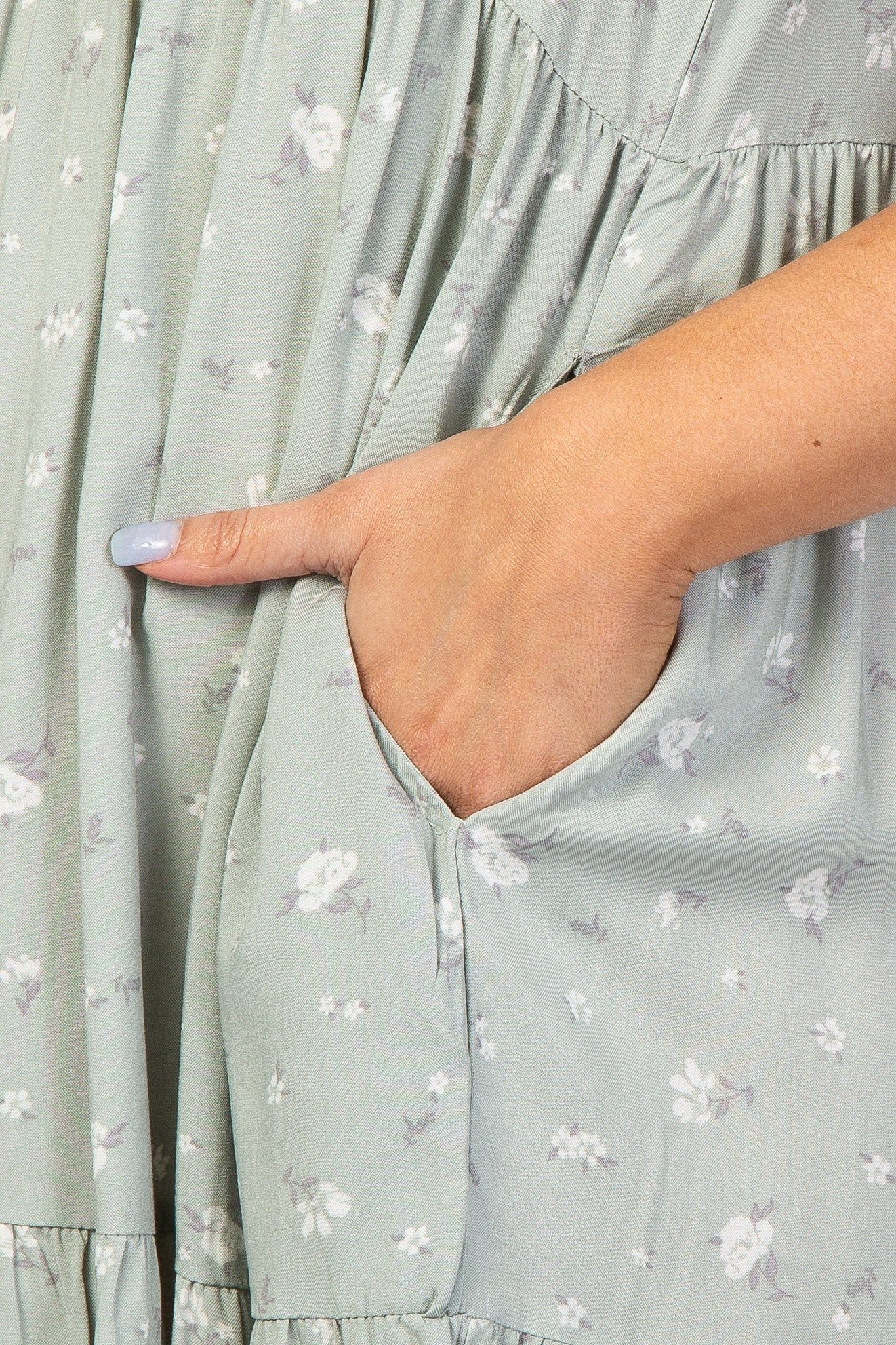 Mint Floral Tiered Maternity Dress sold by Pinkblush product image thumbnail 5