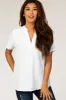 White Short Sleeve V-Neck Blouse sold by Pinkblush