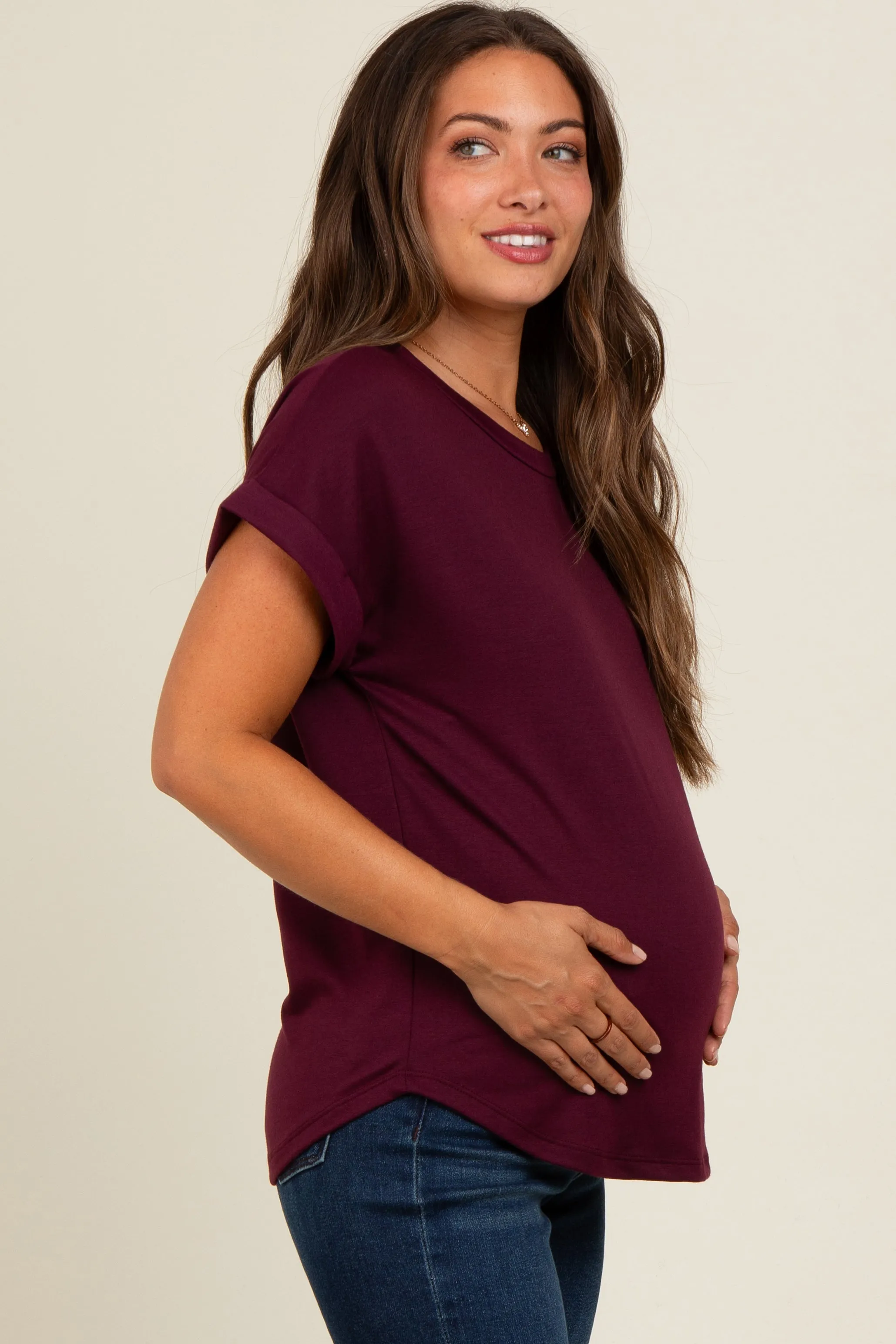 Plum Cuff Sleeve Maternity Top sold by Pinkblush product image thumbnail 2
