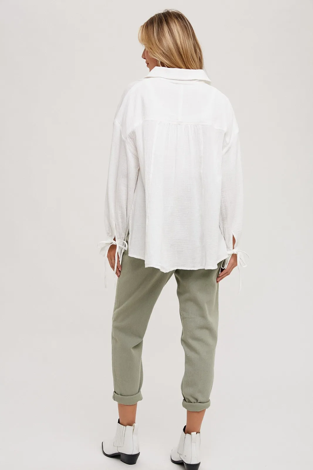 Ivory Oversized Button Down Shirt sold by Pinkblush product image thumbnail 5