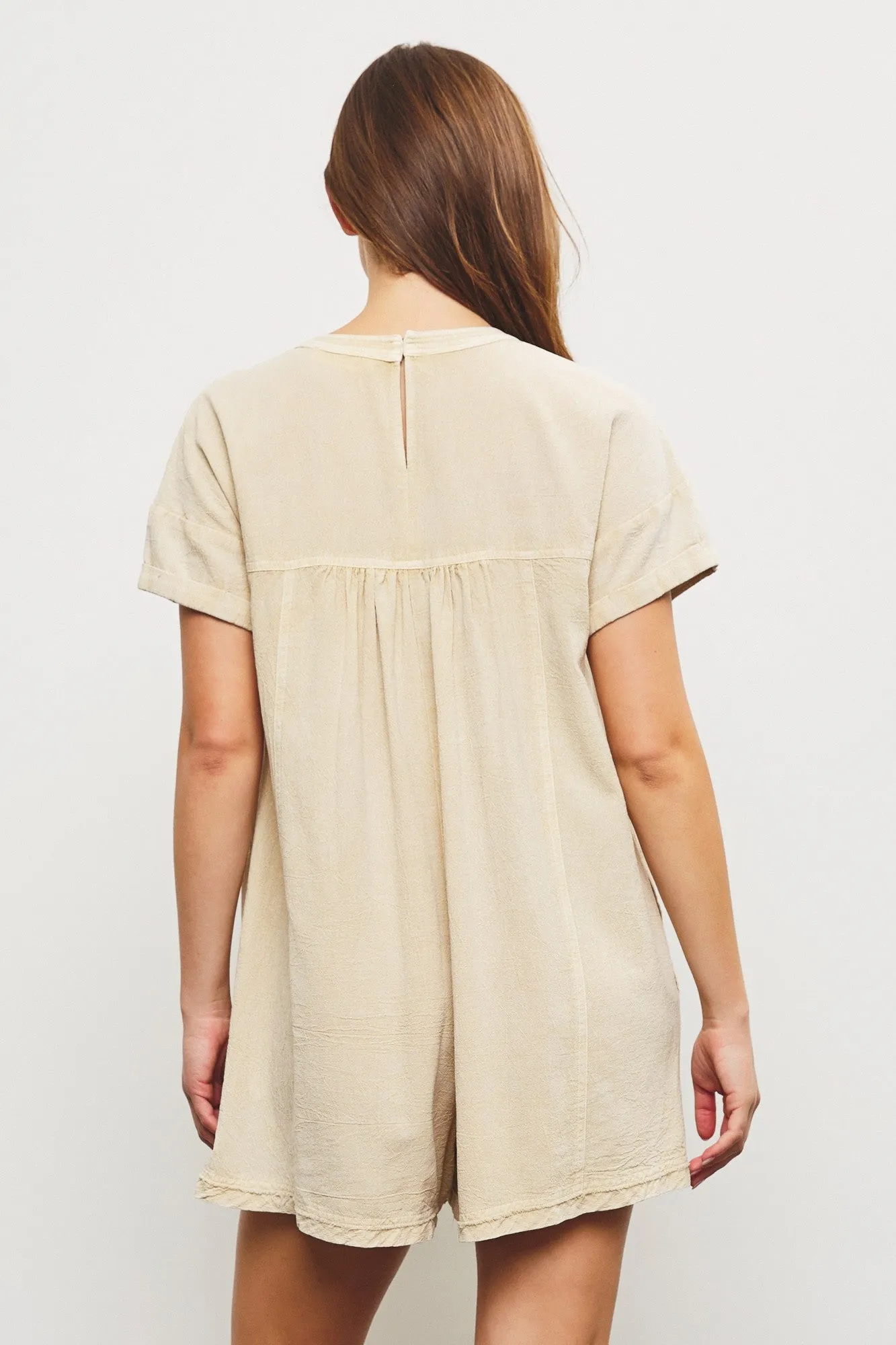 Taupe Cuffed Sleeve Romper sold by Pinkblush product image thumbnail 4