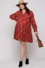 Red Leaf Print Long Sleeve Maternity Plus Dress sold by Pinkblush