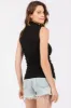 Black Ribbed Mock Neck Ruched Side Sleeveless Top sold by Pinkblush