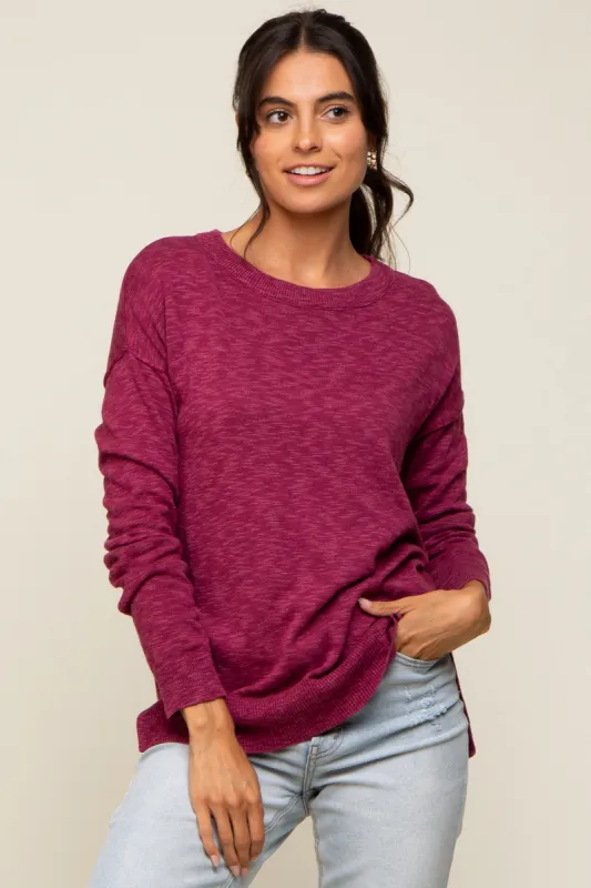 Magenta Knit Long Sleeve Top sold by Pinkblush