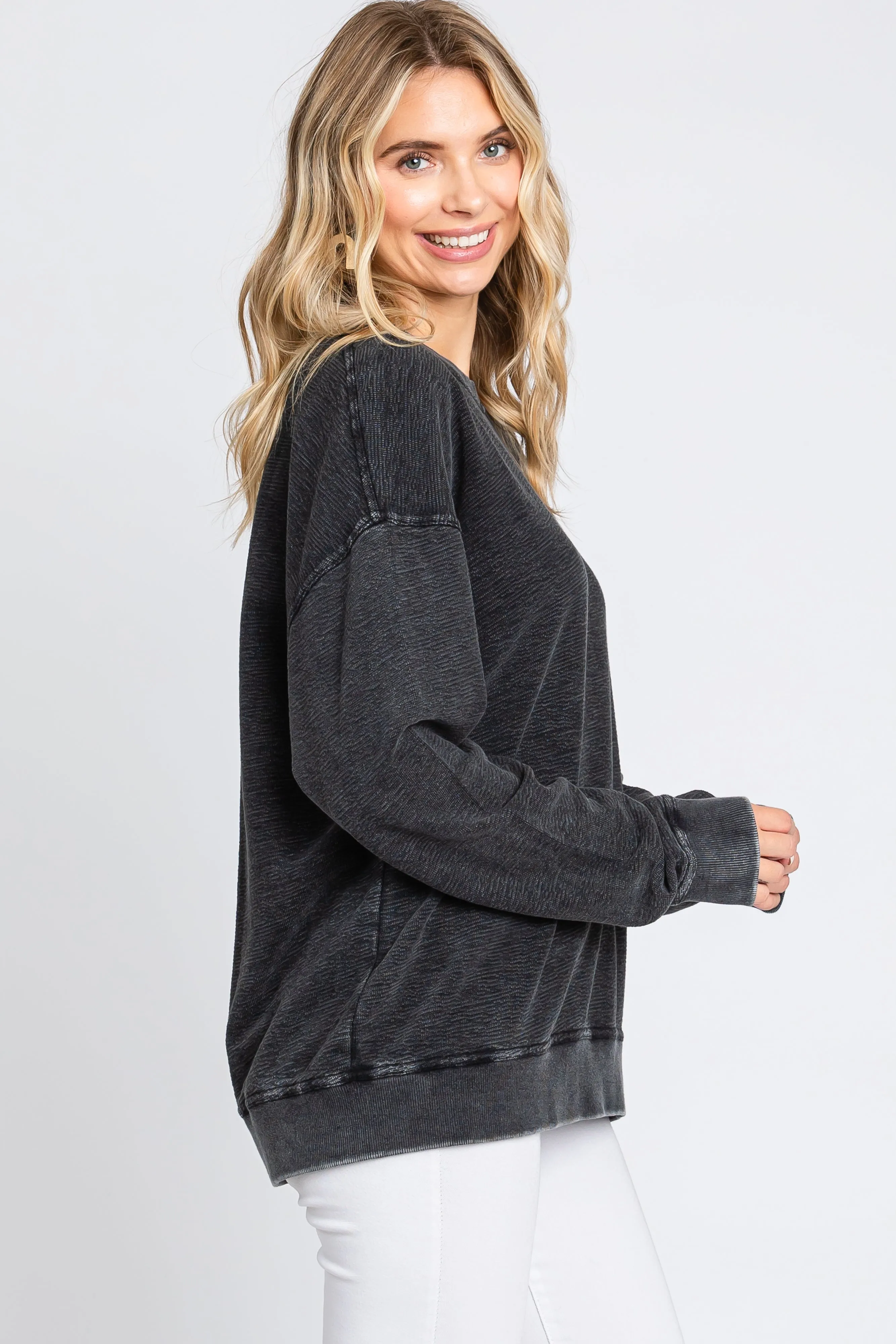 Black Faded Long Sleeve Top sold by Pinkblush product image thumbnail 2