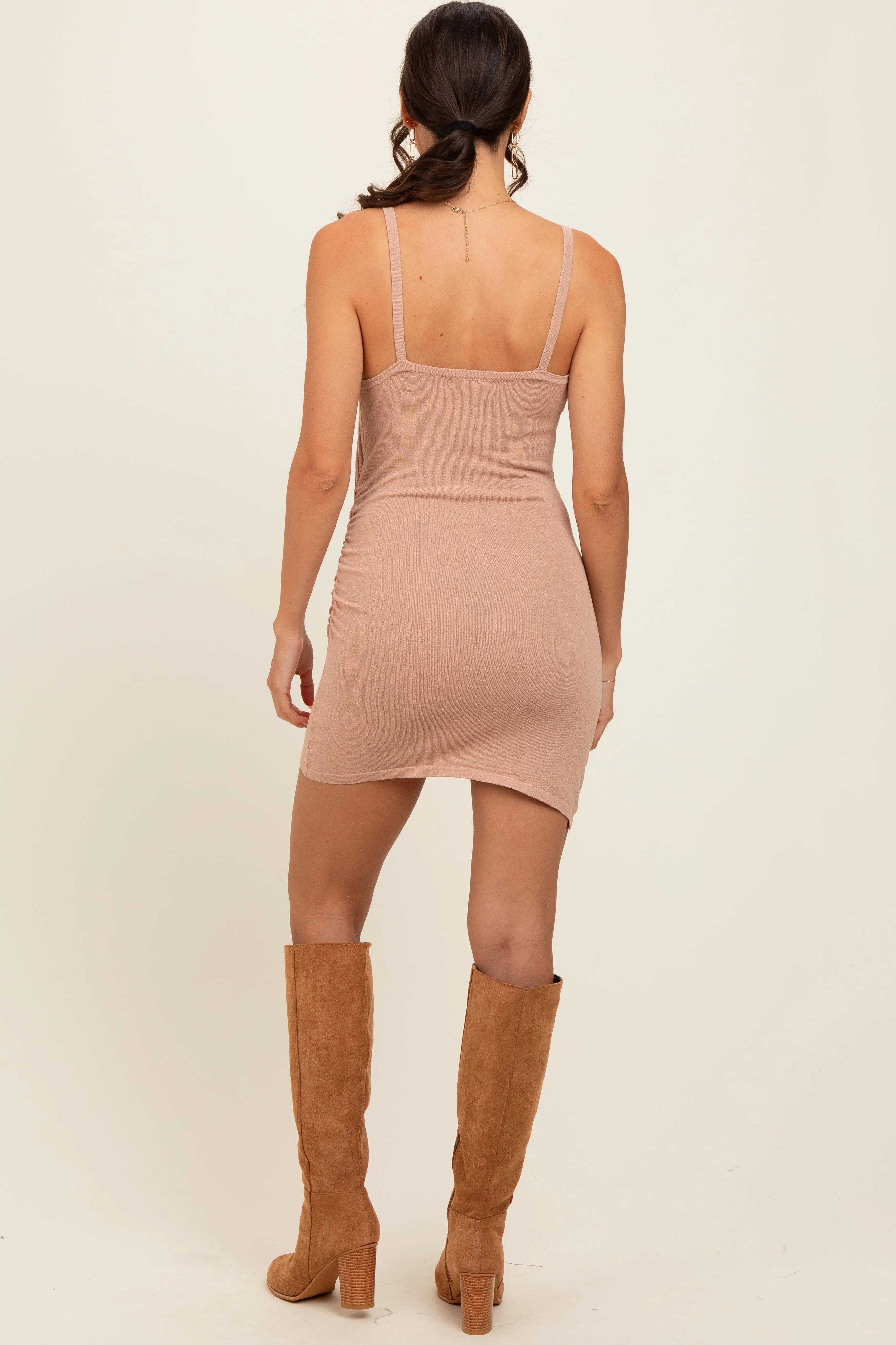 Mocha Wrap Ruched Fitted Dress sold by Pinkblush product image thumbnail 4