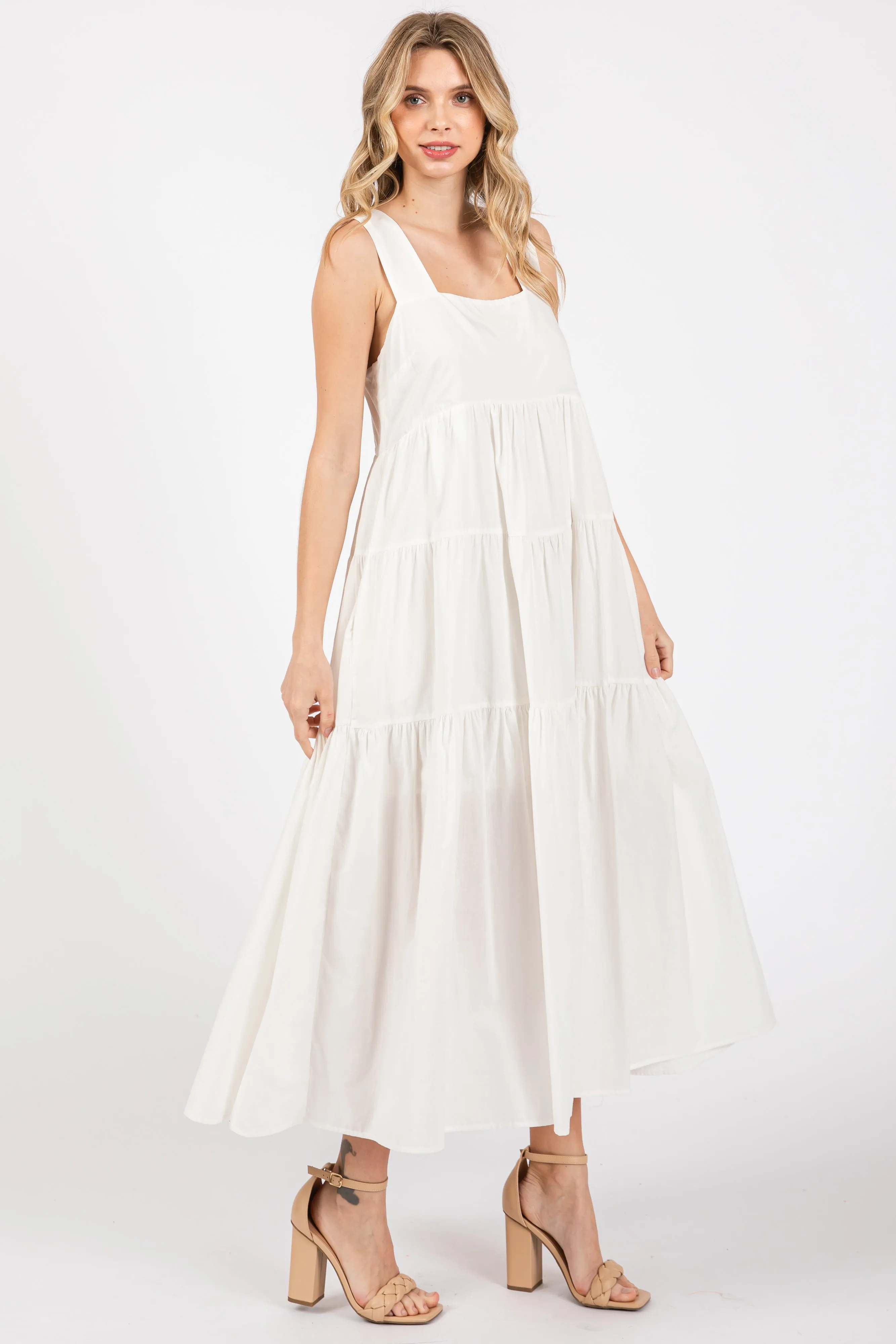 White Tiered Maxi Dress sold by Pinkblush product image thumbnail 2