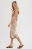 Mocha Striped Sleeveless Midi Dress sold by Pinkblush